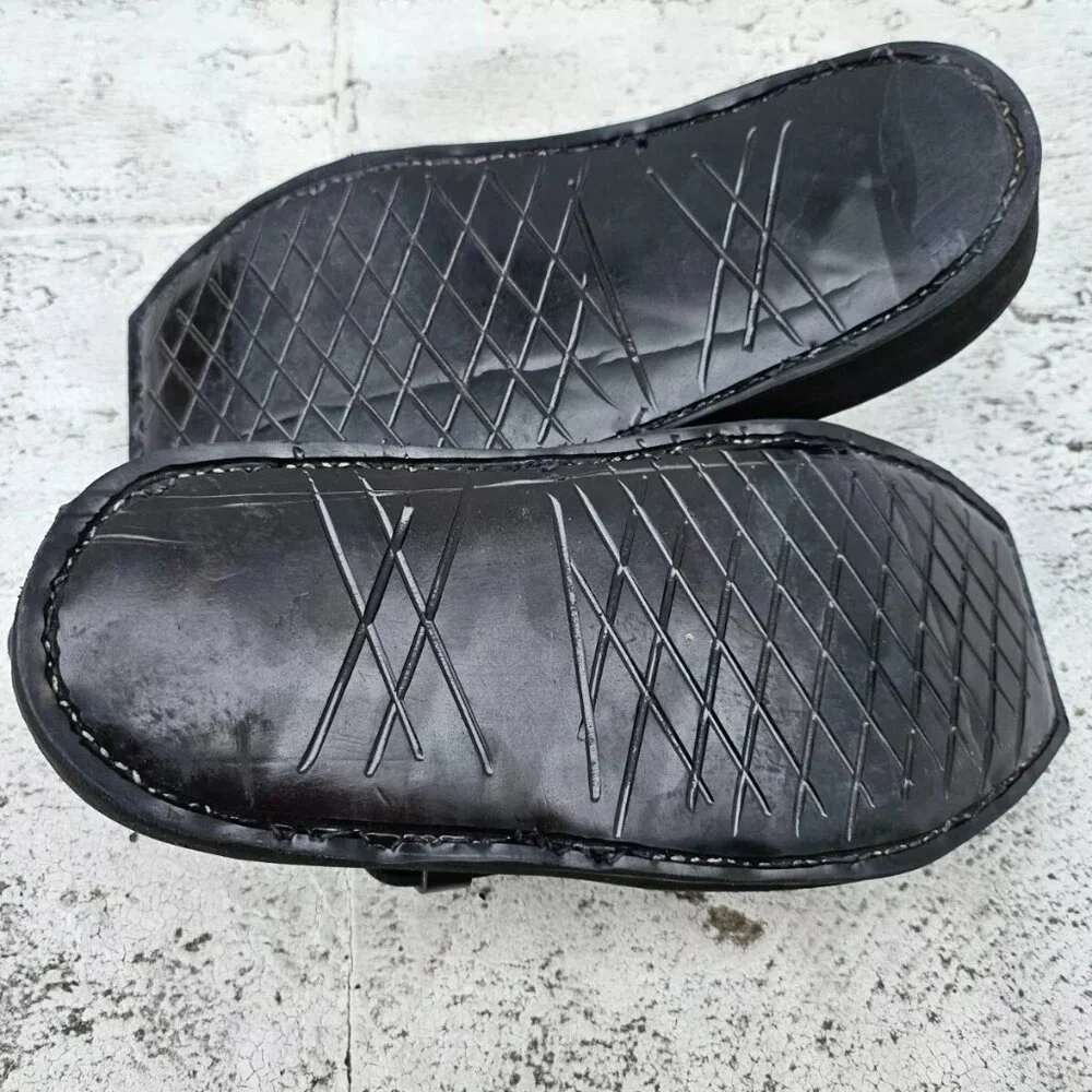 Captan Chappel Sandal Black Genuine Leather Upper Captaan Handmade Shoe Size 8.5 - Picture 10 of 11